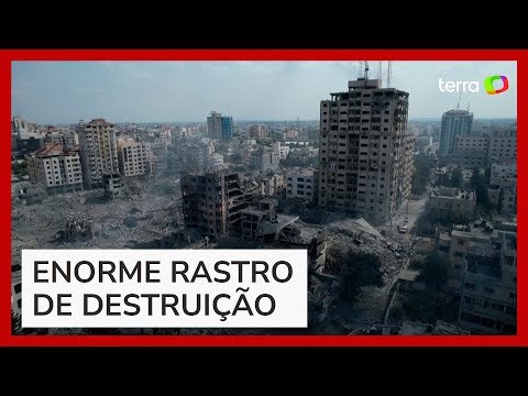 Imagens aéreas mostram destruição em Gaza após contra-ataque de Israel