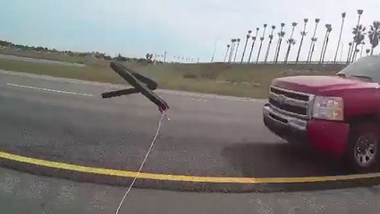 Stop sticks thrown at truck as dramatic Florida police chase ends with crack cocaine discovery