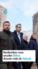 Bombardeos rusos sacuden Odesa durante visita de Zelenski y el primer ministro griego