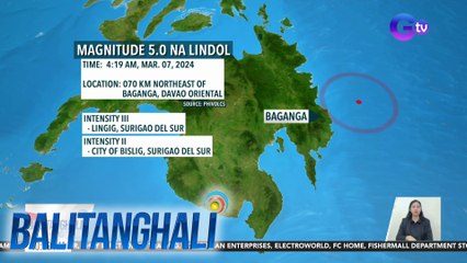 Dalawang magkasunod na lindol, naranasan sa Baganga, Davao Oriental | BT
