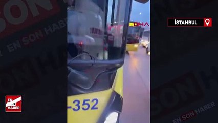 İstanbul'da kazan yapan İETT şoförü,  otobüsü sürücünün üzerine sürdü