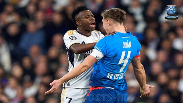 Vinicius Jr lucky to escape red card after shoving RB Leipzig player in the throat before scoring brilliant goal to fire Real Madrid into Champions League quarter-finals