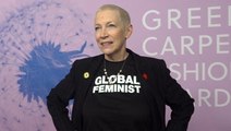 Annie Lennox wears ‘Global feminist’ shirt as she appears at Green Carpet Fashion Awards