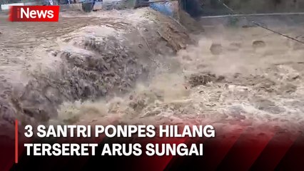 3 Santri Ponpes Hilang Terseret Arus Banjir saat Seberangi Sungai di Bandung