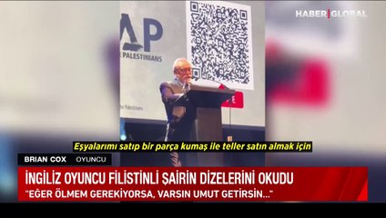 Ünlü İngiliz oyuncu Filistinli şairin dizelerini okudu