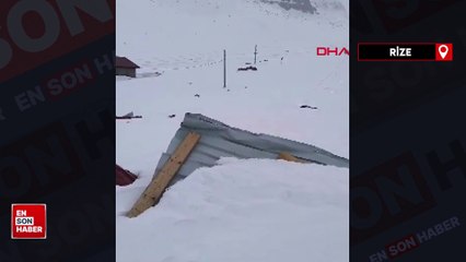Rize'de evler çığ altında kaldı