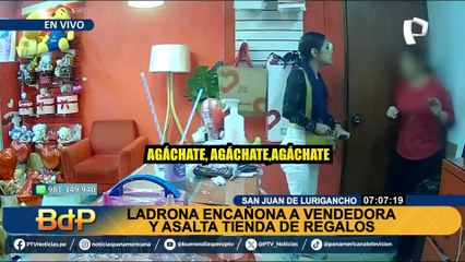 No le importó que era grabada: Ladrona encañona a vendedora y asalta tienda de regalos en SJL