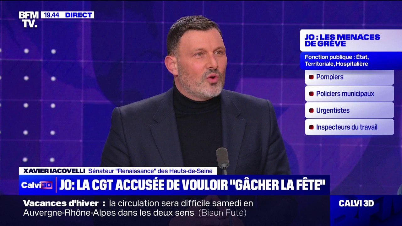 Grèves pendant les Jeux Olympiques: "Les JO, c'est avant tout le fair-play, aujourd'hui la CGT joue l'anti-jeu", pour le sénateur Xavier Iacovelli (Renaissance)