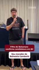 Filho de Bolsonaro confirma candidatura em BC, visita câmara e participa de bingão 
