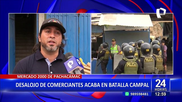Comerciantes del “Mercado 2000” de Manchay se enfrentan a policías para evitar desalojo en Pachacámac