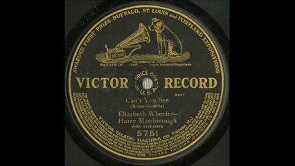 Can't You See - Harry Macdonough and Elizabeth Wheeler (1909)