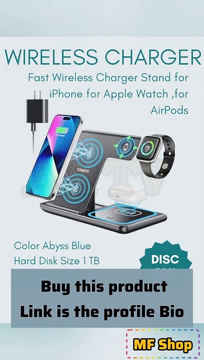 Fast Wireless Charger Stand for iPhone , Apple Watch (Black)