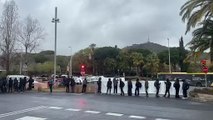 Cortan la Diagonal por la manifestación feminista de Barcelona