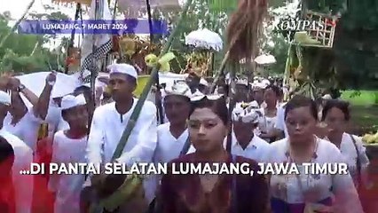 Begini Momen Pecalang dan Banser Kompak Amankan Upacara Melasti di Lumajang