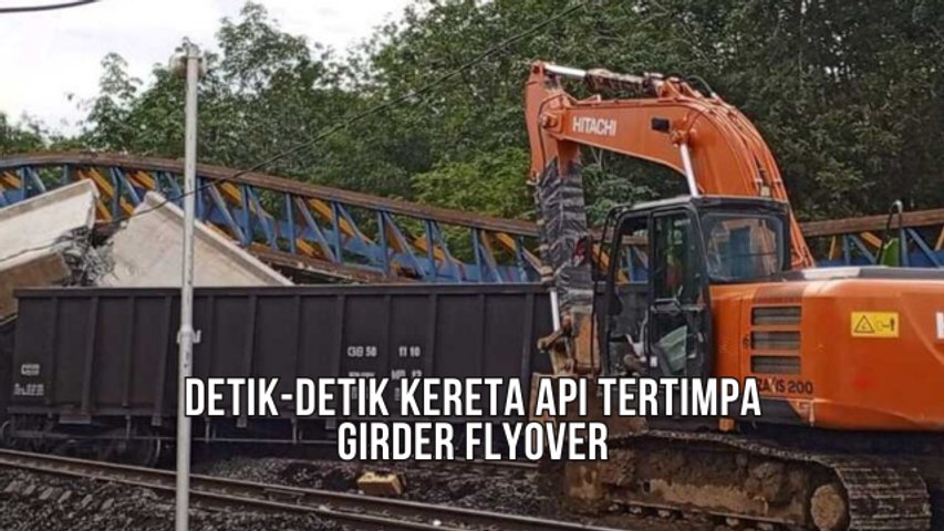 Detik-detik Kereta Api Tertimpa Girder Flyover Ambruk di Sumatera Selatan