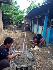 Gotong-royong Membuat Kandang Babi