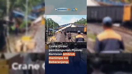 Crane Girder pembangunan flyover ambruk, menimpa KA Babranjang di Muara Enim