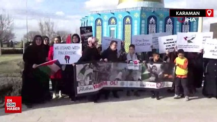 Karaman’da kadınlardan İsrail’e 'bebek kefenli' protesto