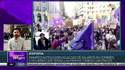 En España Manifestantes exigen igualdad de salarios entre hombres y mujeres