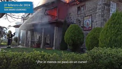 Así ha sido el incendio en el monasterio budista de San Amaro (Ourense)