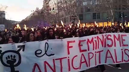 Manifestación por el 8M en Barcelona