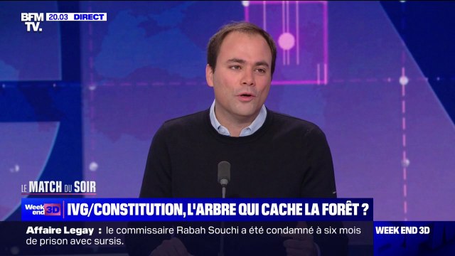 LE MATCH DU SOIR - Charles Consigny sur l'inscription de l'IVG dans la Constitution: Ça ne sert à rien (...) imaginez demain, si on a vraiment un pouvoir facho, ils réécriront la Constitution, ce n'est pas compliqué
