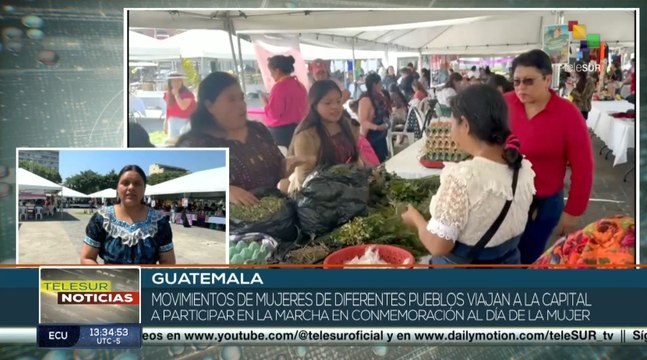 Movimientos sociales participan en la marcha del 8M en Guatemala