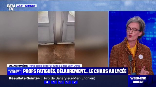 Alixe Rivière (porte-parole de la FCPE de la Seine-Saint-Denis), sur les établissements scolaires insalubres: Les locaux c'est une chose, l'autre difficulté, c'est qu'il n'y a pas de professeur