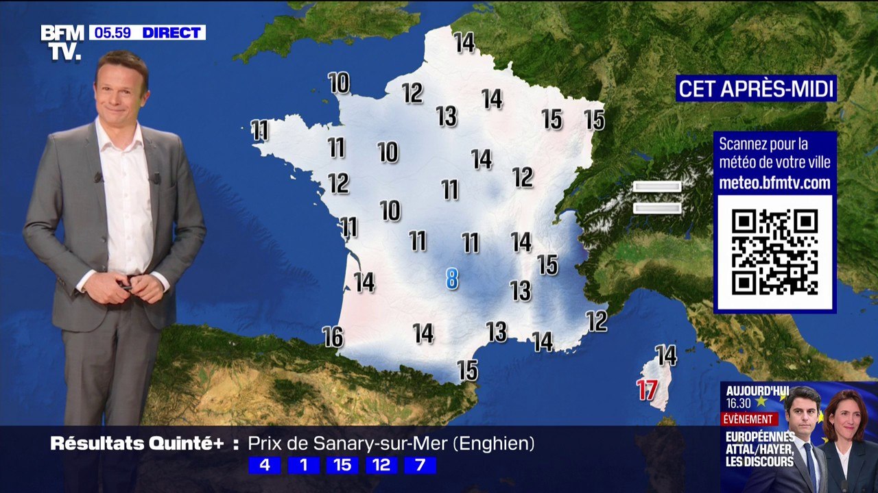 De la pluie dans le Sud-Est de la France, du soleil dans le Grand-Est, avec des températures comprises entre 8°C et 17°C...La météo de ce samedi 9 mars