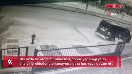 Sitenin girişine çarptı, böyle kaçtı