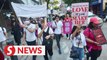 Crowd marches for gender equality during Women's March 2024 in KL