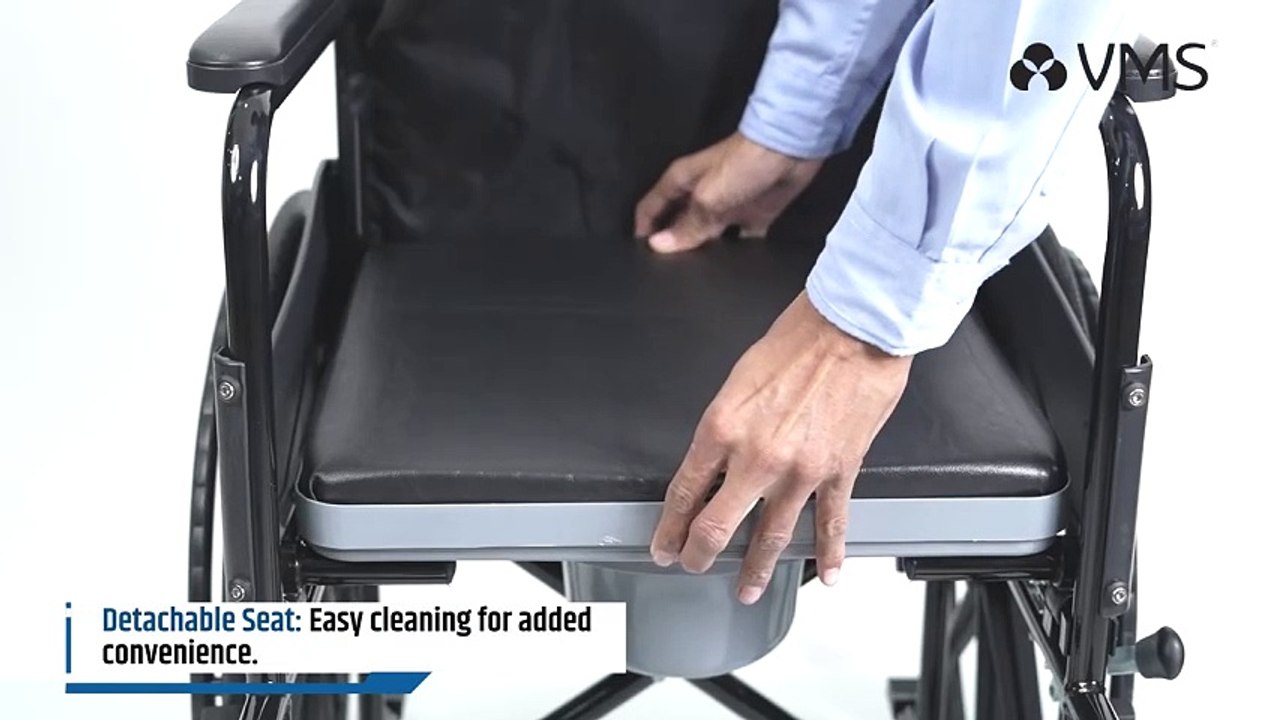 VMS Deluxe Wheelchair - Comfort Redefined with Round Seat and Built-in Commode