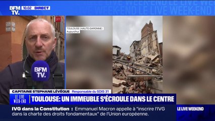 Effondrement d'un immeuble à Toulouse: "La probabilité d'avoir des victimes est extrêmement minime" selon Stéphane Lévêque, responsable du SDIS 31