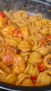 Recette de pâtes au chorizo/crevettes et lait de coco !