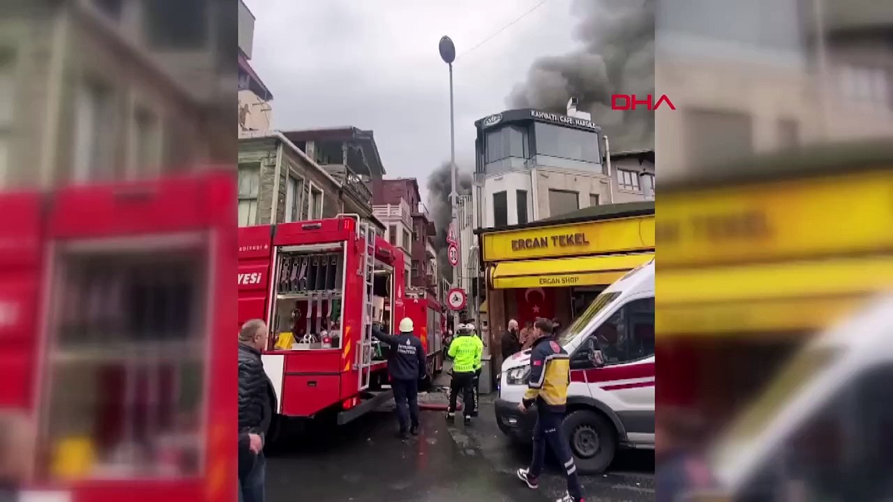 Ortaköy'de yangın paniği: İki katlı iş yeri alev alev yandı