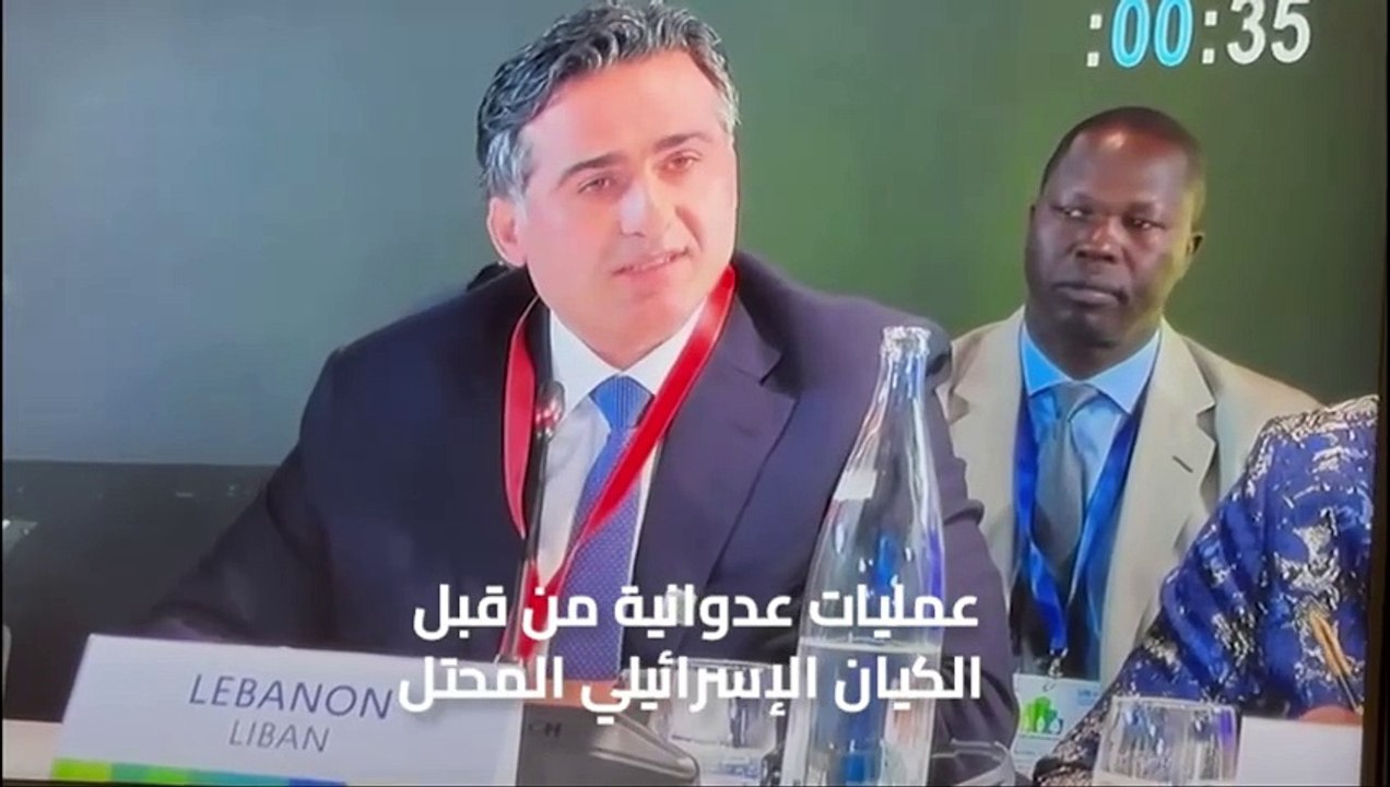 عادة يضعون اسم البلد حيث يجب أن يقف المشارك فما كان من الوزير علي حمية إلا أنه انحنى ليرفع اسم لبنان ويضعه في جيب سترته عند قلبه، قبل التقاط الصورة الرسمية التذكارية للمشاركين في المؤتمر