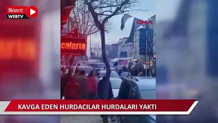 Bayrampaşa'da mahalleli ile kavga eden hurdacılar, hurdaları yaktı