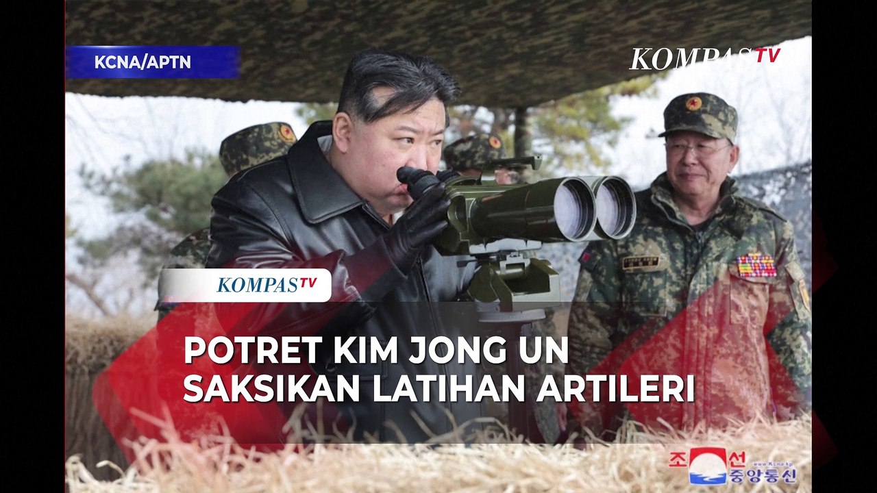 Potret Kim Jong Un Pakai Jaket Kulit Saksikan Latihan Artileri di Korut