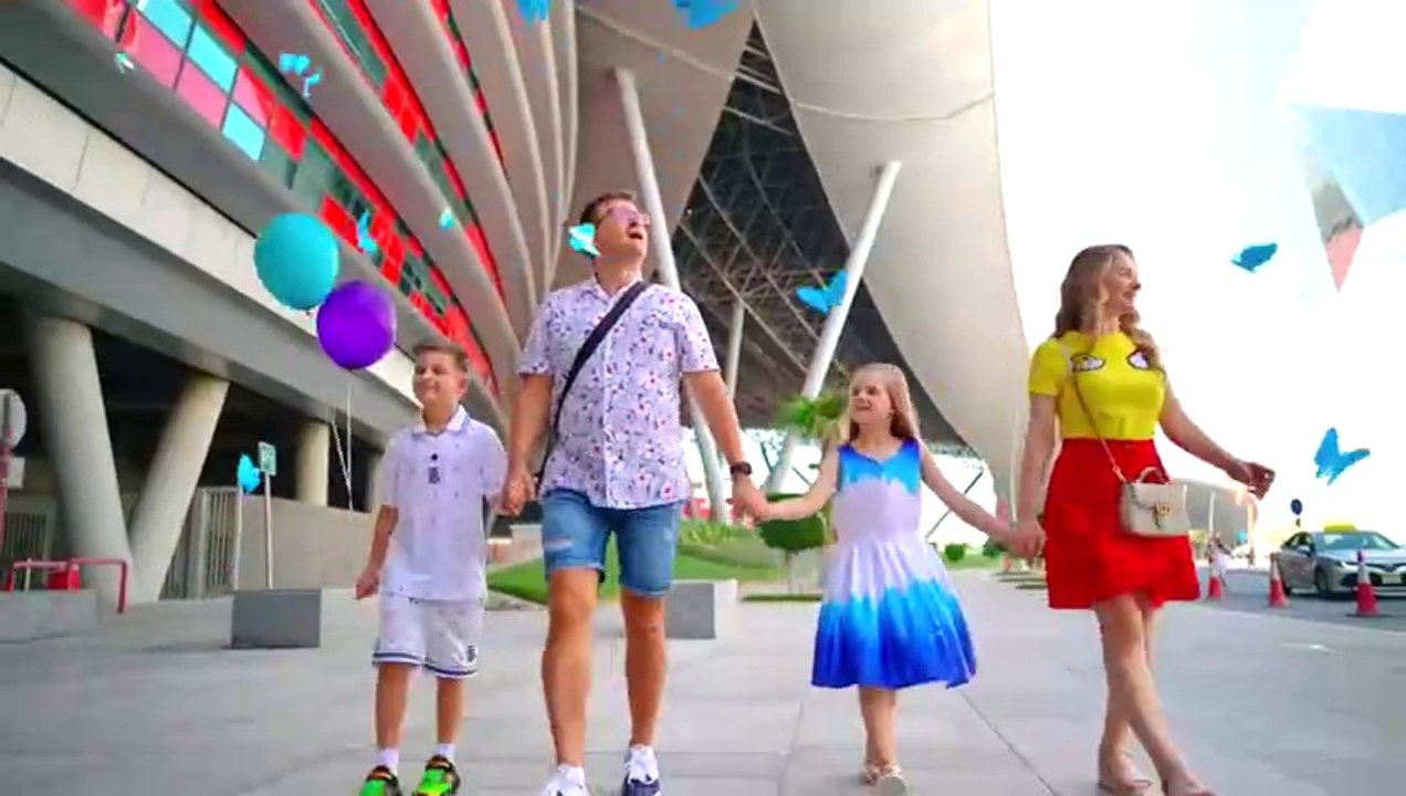 Diana and Roma Fun weekend with Parents at Ferrari World theme park in Abu Dhabi