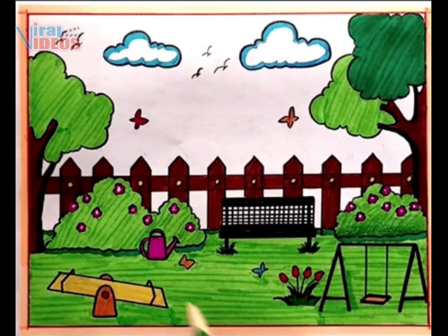 How To Draw Garden Scenery Step by Step Easy for Beginners - video  Dailymotion, image size:1440x1080