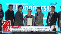 GMA Network Inc., isa sa mga partner ng FICTAP na binigyan ng certificate of appreciation | 24 Oras Weekend