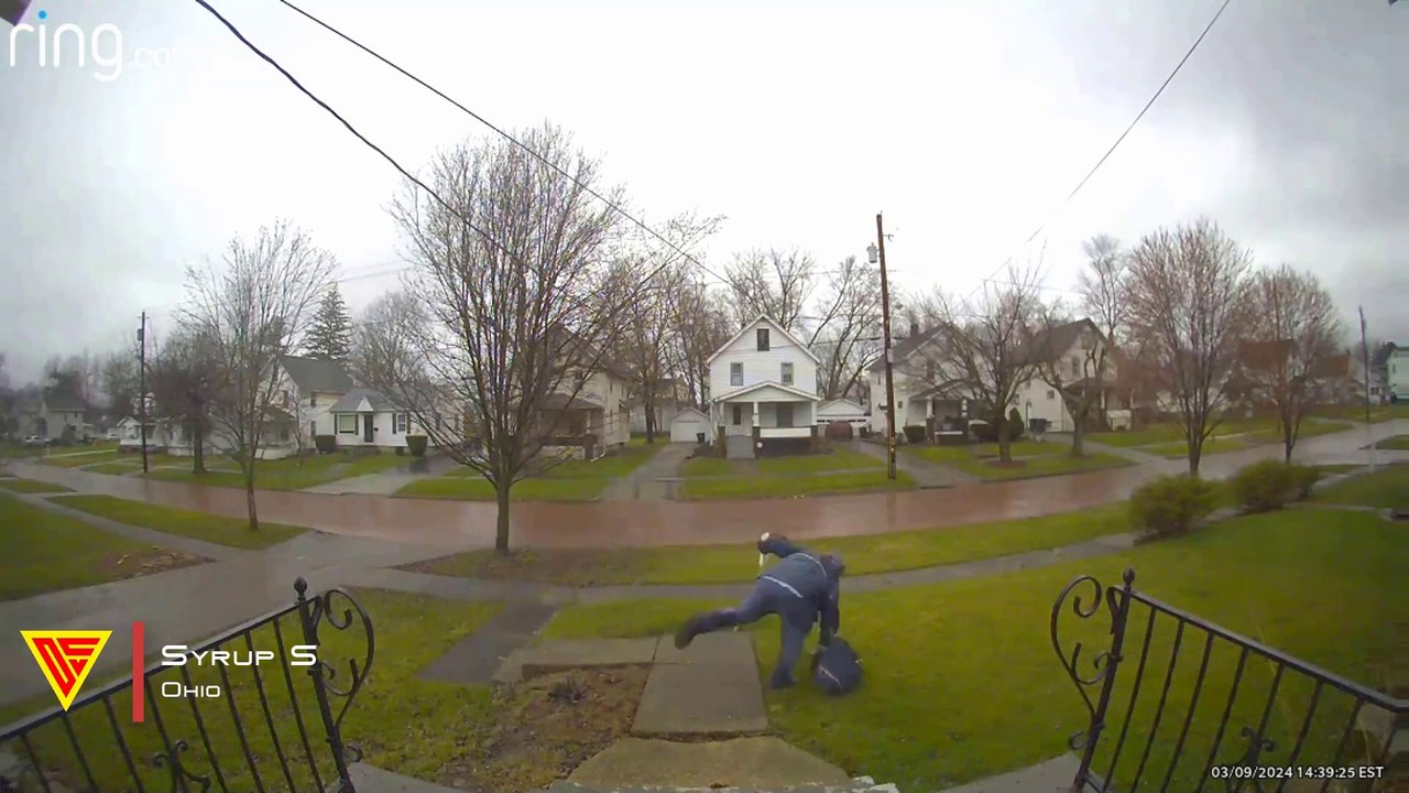 Mail Carrier Trips And Falls Caught On Ring Camera | Doorbell Camera Video
