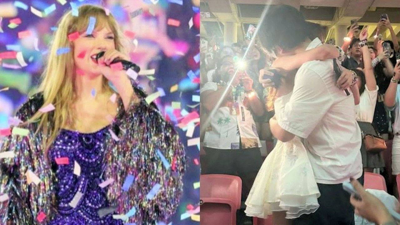 Taylor Swift Caught Hold Her Performance During Engagement Ceremony in Singapore