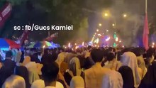 Suasana pawai obor di kota pontianak menyambut bulan ramadhan