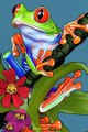 Laurel Burch's illustration depicting a tree frog,Midjourney prompts