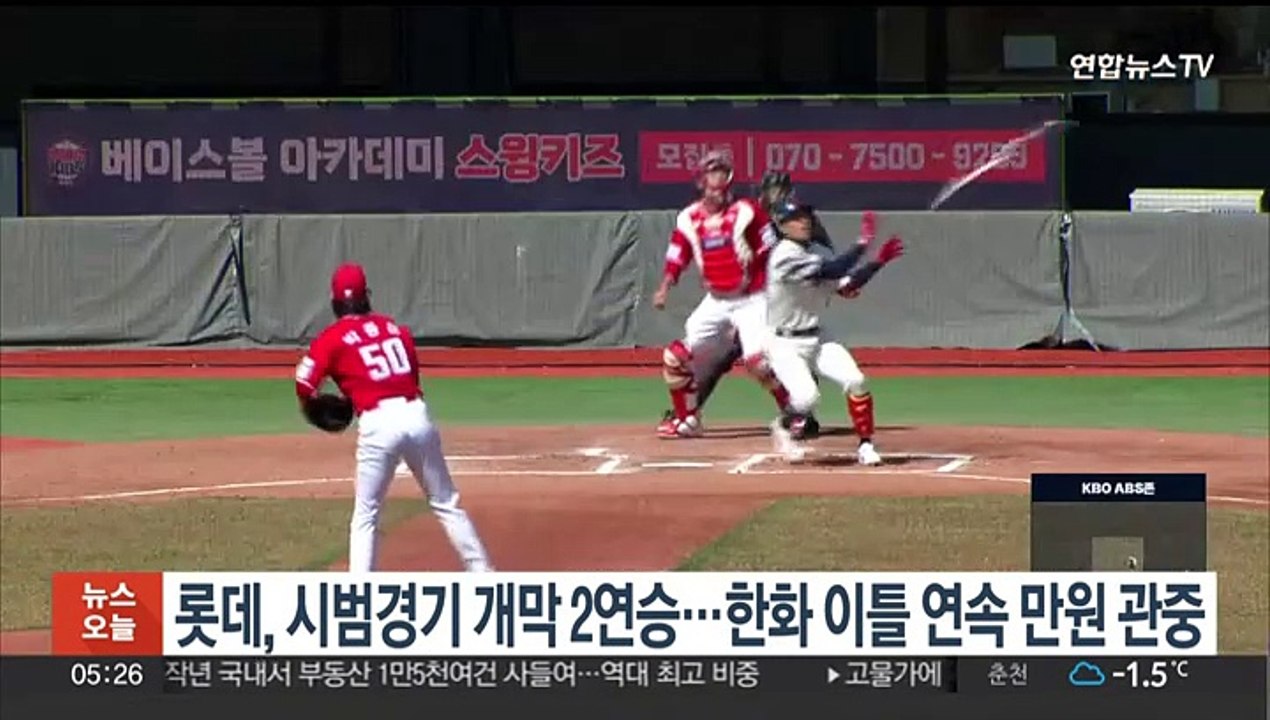 롯데, 시범경기 개막 2연승…한화 이틀 연속 만원관중