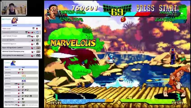 (PSX) Marvel Super Heroes vs Street Fighter (JP) - 02 - Norimaro and Cyclops - Lv 8