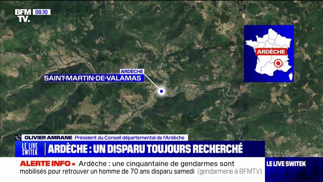 Ardèche: le président du Conseil départemental se dit pessimiste quant aux recherches pour retrouver l'homme disparu lors les intempéries
