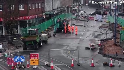 Dudley roadworks at the junction of Flood Street and King Street.