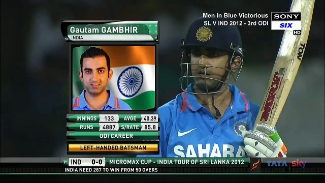 Gautam Gambhir 102 Runs against Srilanka 2012 _ 3rd Odi Colombo